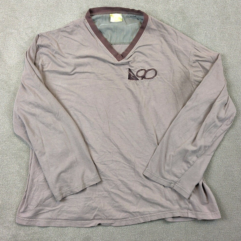 Qantas Airways 90th Anniversary Shirt Mens Large Mauve Brown Cotton V-Neck L/S